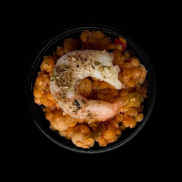 Roter Linsensalat I Marinierte Gambas